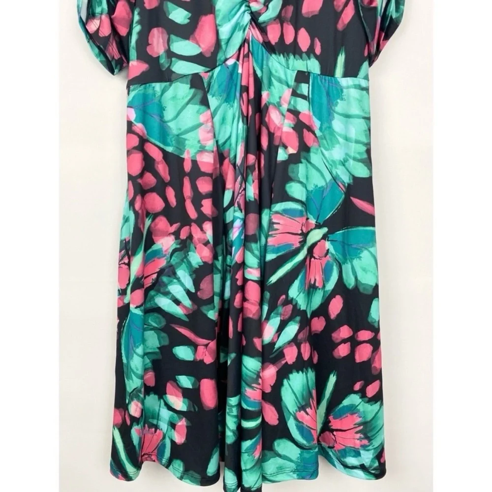 Torrid Mini Dress 1X Studio Knit Cinch Front Skater Butterfly Fairy - Picture 5 of 6